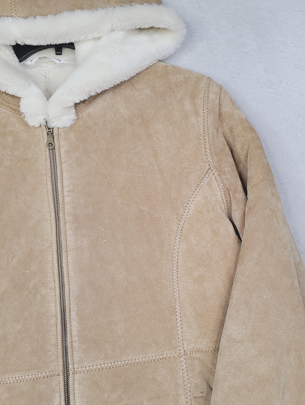 Vintage Fabio Penny Lane Suede Leather Coat Jacket Womens Large Tan Beige Lined - Picture 12 of 16